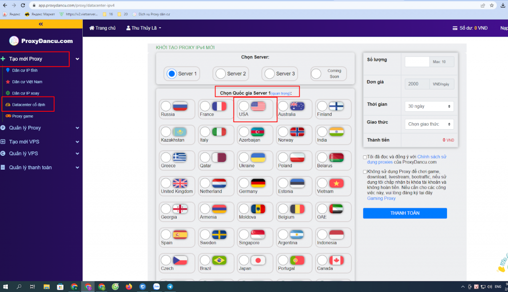 Tiến hành mua Proxy US giá tốt tại Proxydancu
