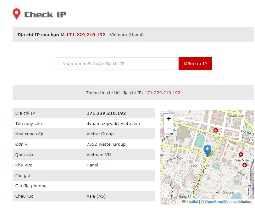 Check thông tin IP có trùng khớp với IP mà bạn vừa login không