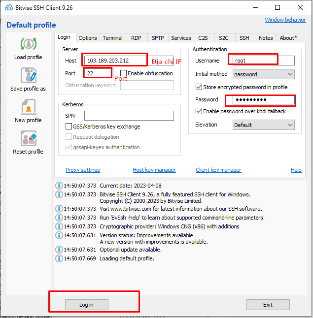 Đăng nhập VPS Linux thành công