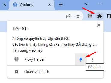 Ghim tiện ích Proxy Helper