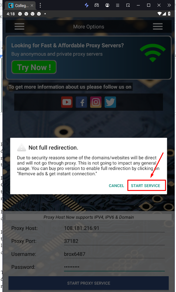 Xác nhận fake IP Proxy trên giả lập Android